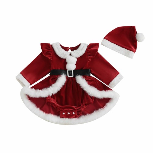 Baby santa claus velvet dress - claus,