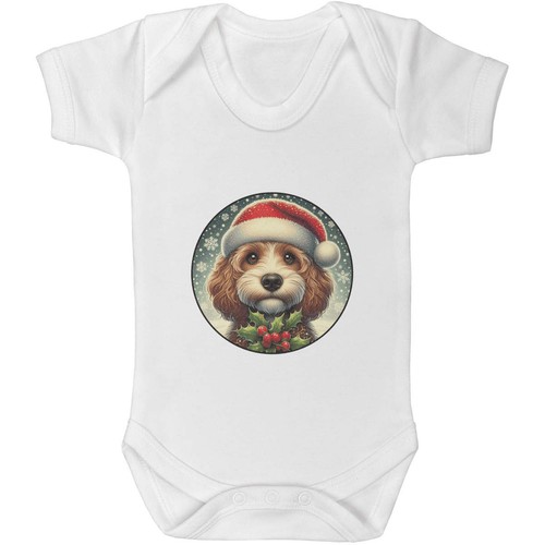 Cockapoo wearing santa - santa, hat'