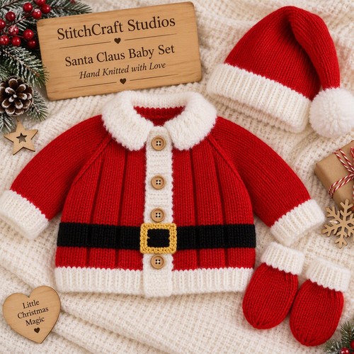 Santa baby cardigan - santa, hat