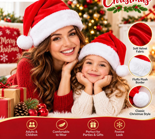 Christmas santa hat red gold - red,