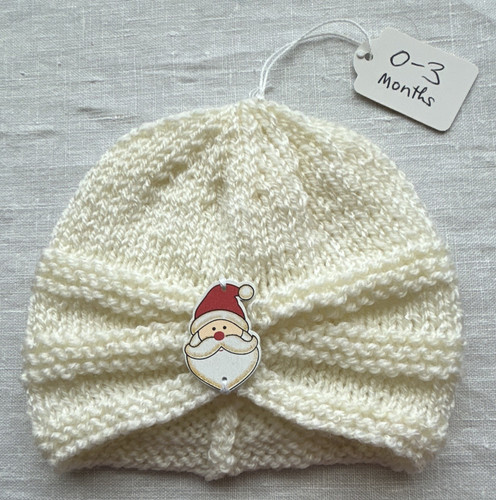 Hand knitted baby beanie hat