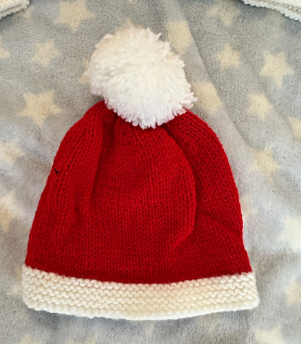 Babies red white hand knitted - babies,