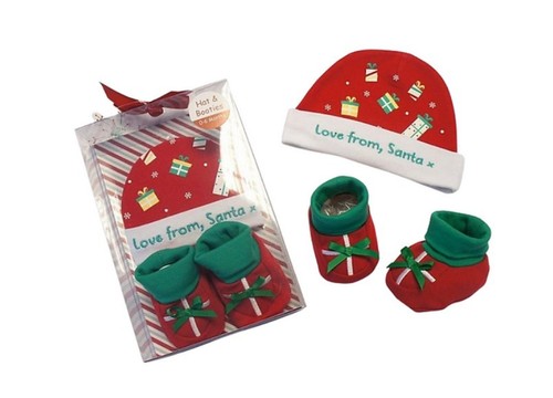 Christmas baby hat and bootie