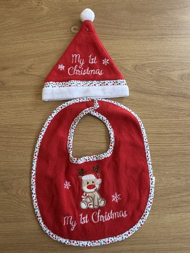 1st christmas baby bib - 1st,
