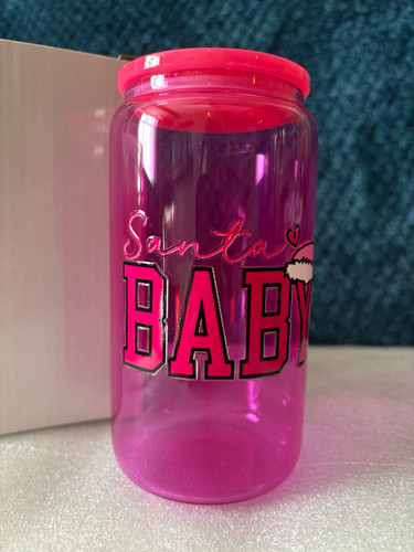 Pink glass christmas tumbler - pink,