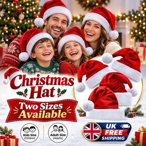 Fluffy red santa hat soft - red,