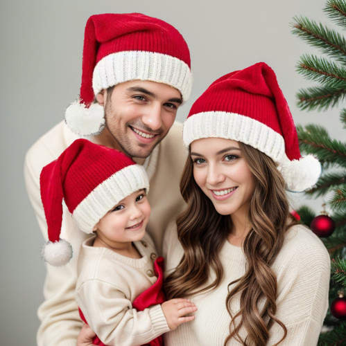Red christmas santa hat adult - red,